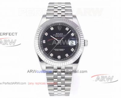 Swiss Grade C Factory Replica Rolex Datejust Black Dial Stainless Steel Men's Watch 41mm 